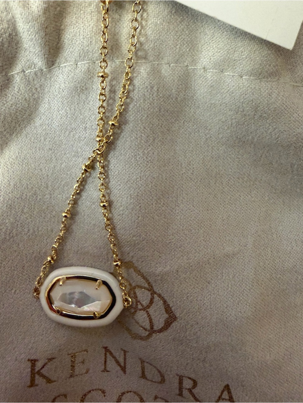 Kendra Scott Gold adjustable bracelet with White and Clear Stone